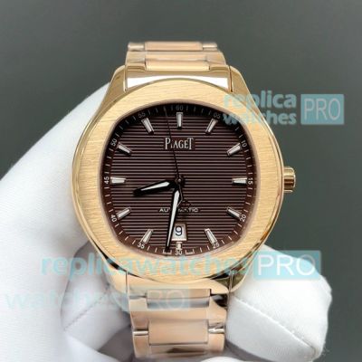 TW Factory New Clone Piaget Polo Date Brown Dial 150th Anniversary Edition Rose Gold Watch 